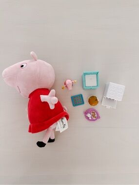 Peppa Pig Plush Doll with Mini Play Accessories - Pink, Red & Aqua